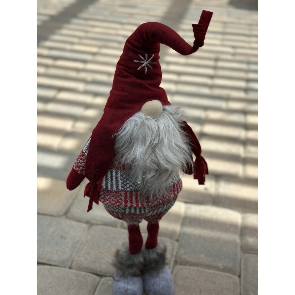 Christmas Gnome Santa Plush Figurine Red Hat Long Beard Nordic Holiday Decor